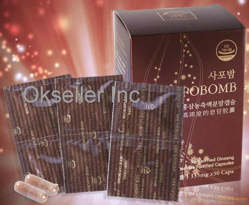 Sapobomb Korean Red Ginseng Extract Powder 60 Capsules