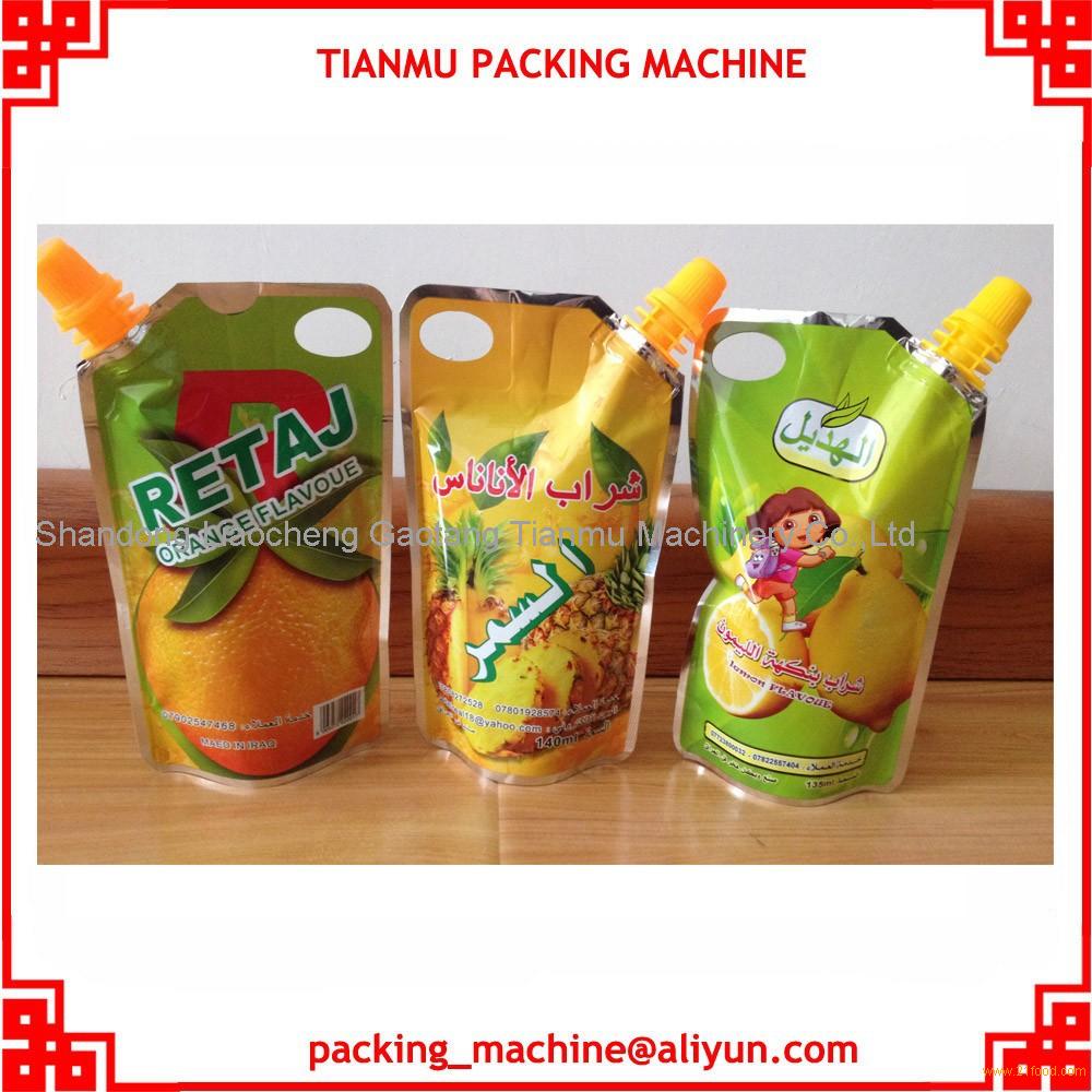 high speed standing bags with spout juice milk water packing machine