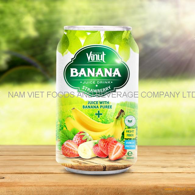 330ml Canned Banana Juice Puree with Strawberry