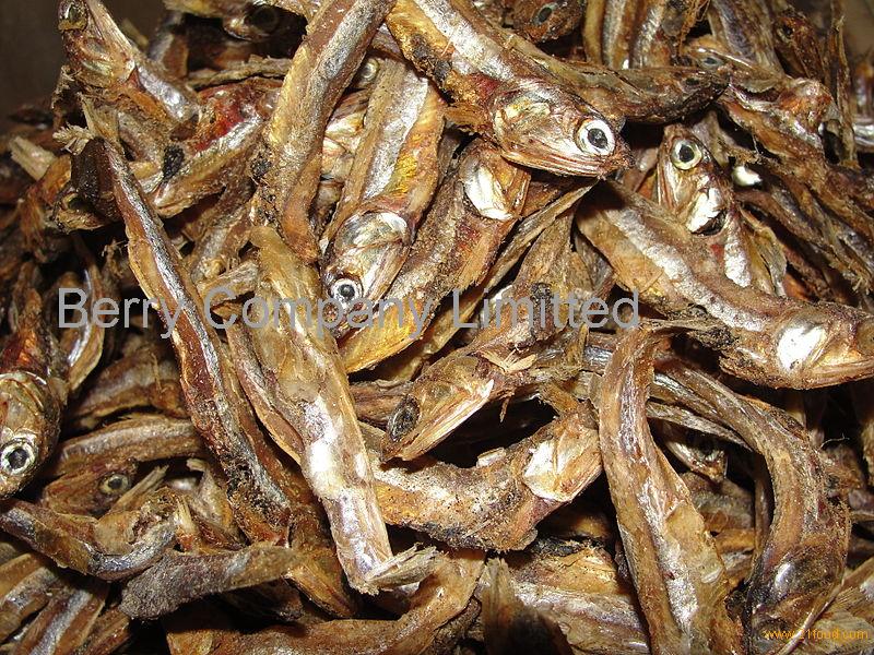 Many dried fish called stockfish for sale at european market Stock