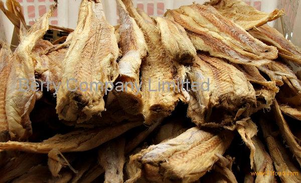 Many dried fish called stockfish for sale at european market Stock