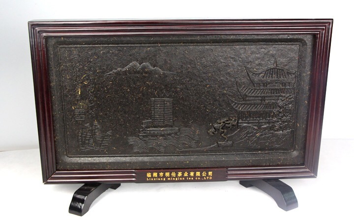 Chinese Tea Craft Hunan Dark Tea Brick (Article of Yue Yang Lou Tower pattern)