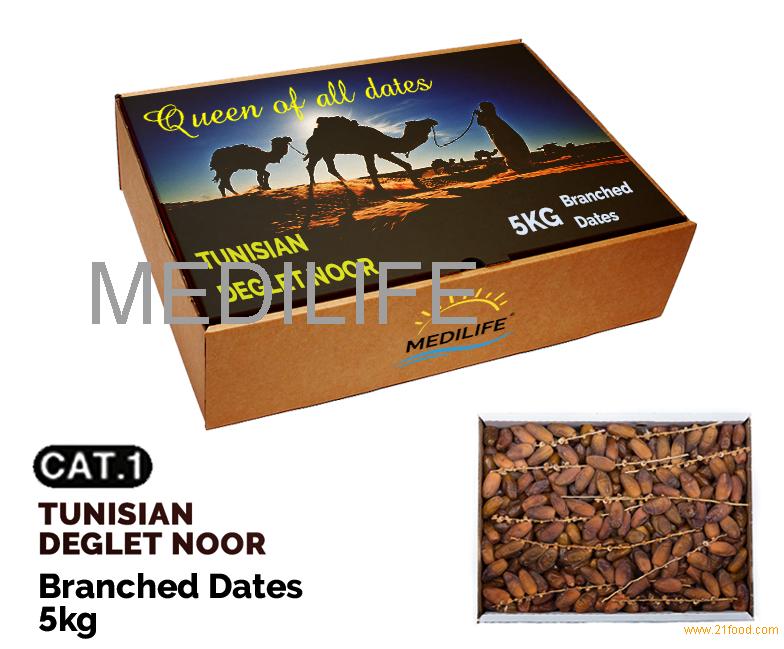 Dates Deglet Nour on Branch ;1 kg Carton box