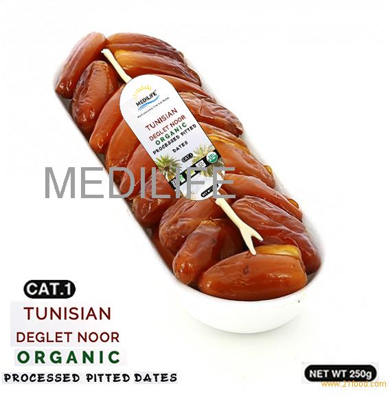 Organic Processed Pitted Dates 250 gr Tray ;Category 1 Dates