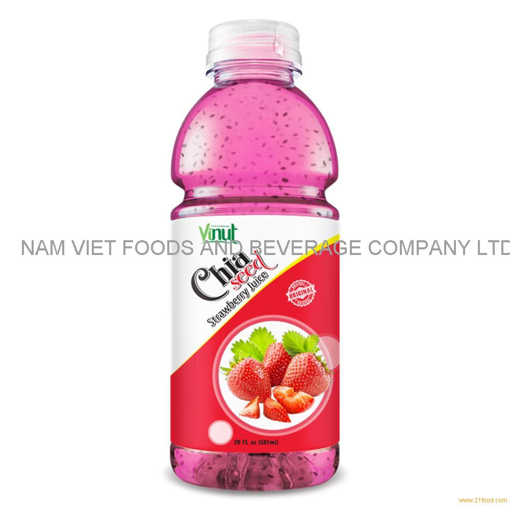 20 fl oz VINUT Bottle Chia seed drink with Strawberry juice
