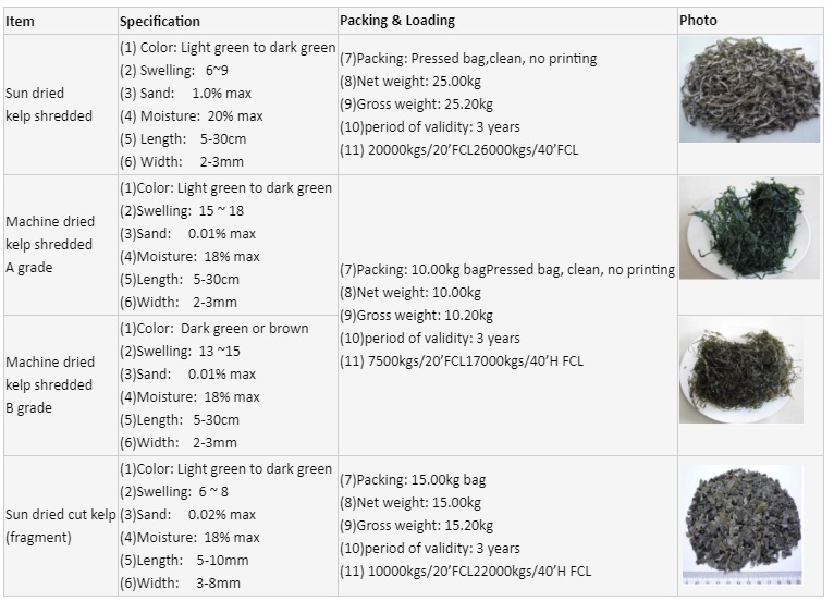 Dried Sea Kelp Cut Shredded Laminaria Seaweed