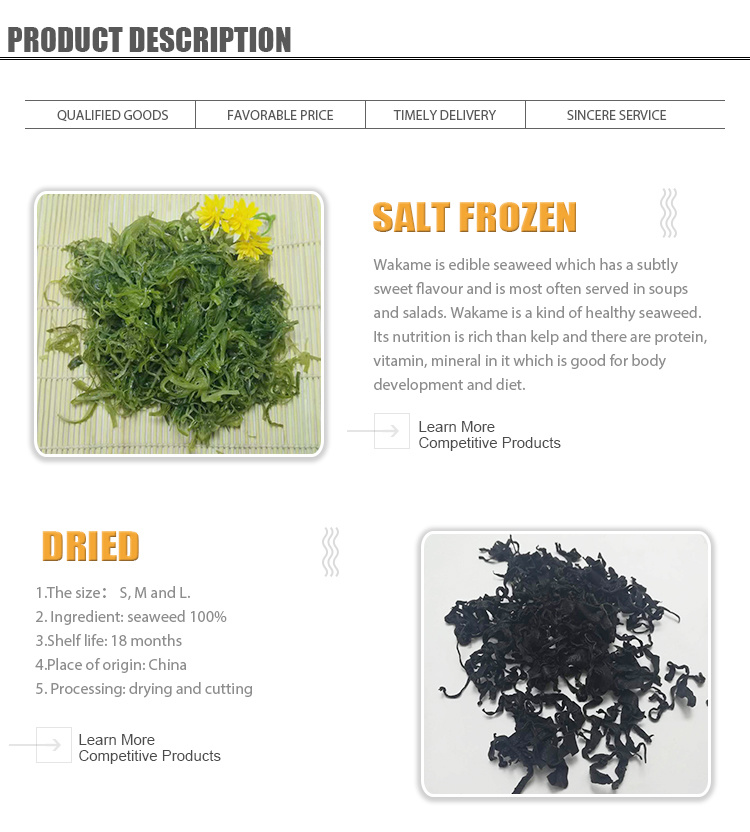 China Wholesale Kosher Dried Fresh Seaweed Wakame