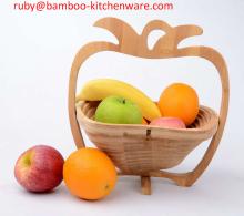 Apple Shaped Bamboo Wooden Foldable Collapsible Fruit and Egg Bread Basket