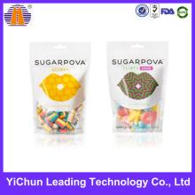 Eco-Friendly Stand-up Hanger Plastic Zipper Window Candy Food Packaging Bag