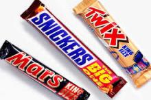 Mars, snickers, twix, kit kat, bounty chocolates