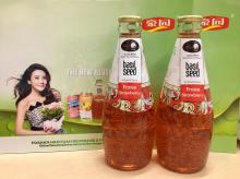  Strawberry   flavor  Basil Seed Juice in 300ml glass bottle