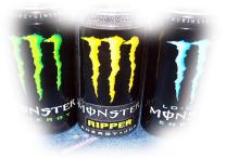 Monster Assault, Lo Carb, Energy green, Ripper Yellow, Khaos 500ml
