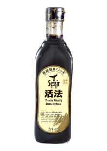 soy sauce in  glass   bottle 