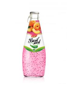 Fruit Juice Basil Seed Drink Peach Flavour In Glass Bottle