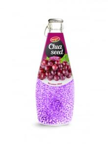 Manufacturer Fruit Juice Chia Seed Drink With Grape Flavor In Glass Bottle