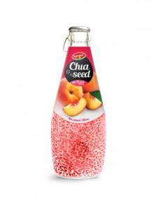 Supplier Fruit Juice Chia Seed Drink With Peach Flavor In Glass Bottle