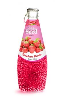 Fruit Juice Chia Seed Drink Strawberry Flavour In Glass Bottle