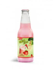 Natural Fruit Juice Soya Milk Strawberry Flavour Glass Bottle