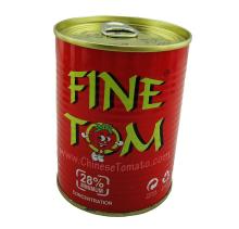 Canned tin tomato sauce with fresh ripe tomato paste