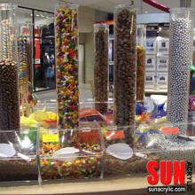 Plastic clear gravity candy tube containers