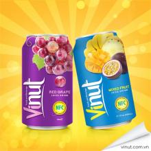 Red Grape Juice 330ml alu can- VietNam Manufacturer-OEM Fruit Juice-From VINUT Brand