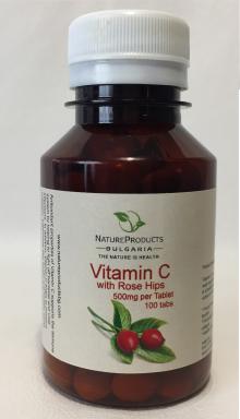 Private Label Food Supplement 1Vitamin C Tablet 100x500mg Rose Hip