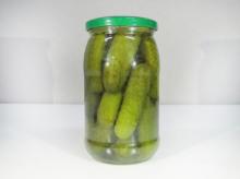 Canned pickled cucumber in drum